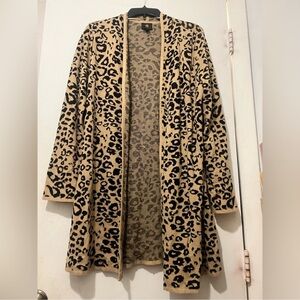 JM Collection Tan and Black Animal Print Cardigan